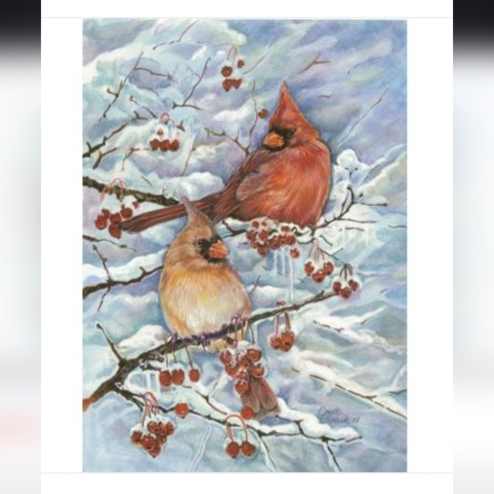 Cardinals & Berries Outdoor Flag ~ Toland Brand Weatherproof ~ Made in USA ~